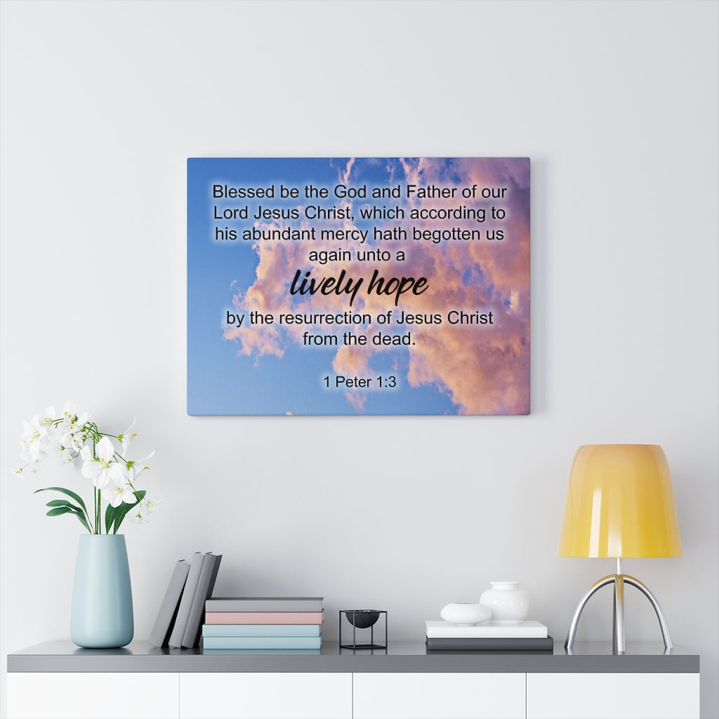 Scripture Walls Lively Hope 1 Peter 1:3 Bible Verse Canvas Christian Wall Art Ready to Hang Unframed-Express Your Love Gifts