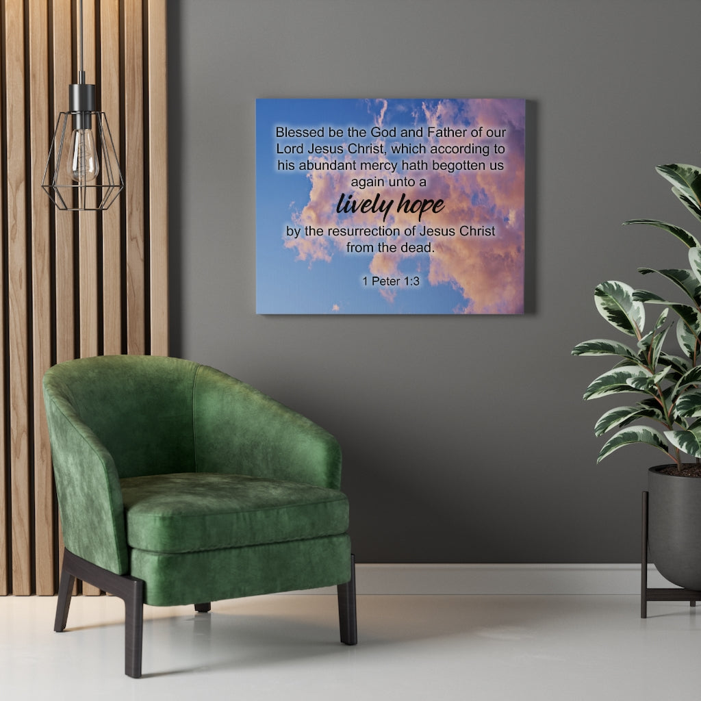 Scripture Walls Lively Hope 1 Peter 1:3 Bible Verse Canvas Christian Wall Art Ready to Hang Unframed-Express Your Love Gifts