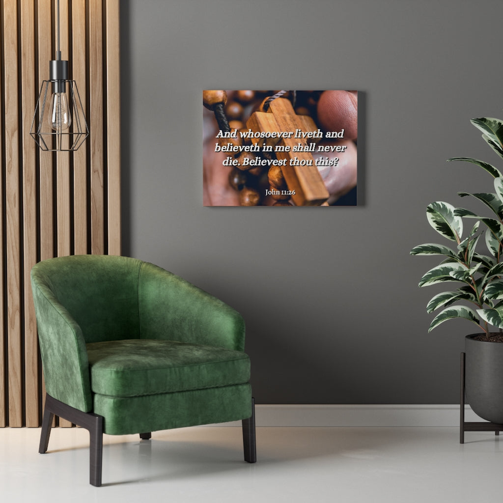 Scripture Walls Liveth And Believeth John 11:26 Bible Verse Canvas Christian Wall Art Ready to Hang Unframed-Express Your Love Gifts