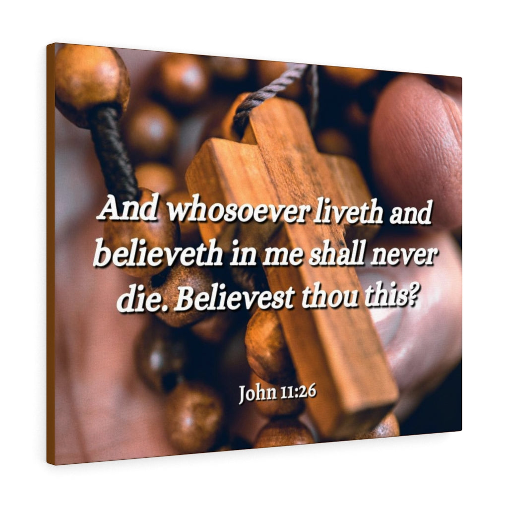 Scripture Walls Liveth And Believeth John 11:26 Bible Verse Canvas Christian Wall Art Ready to Hang Unframed-Express Your Love Gifts