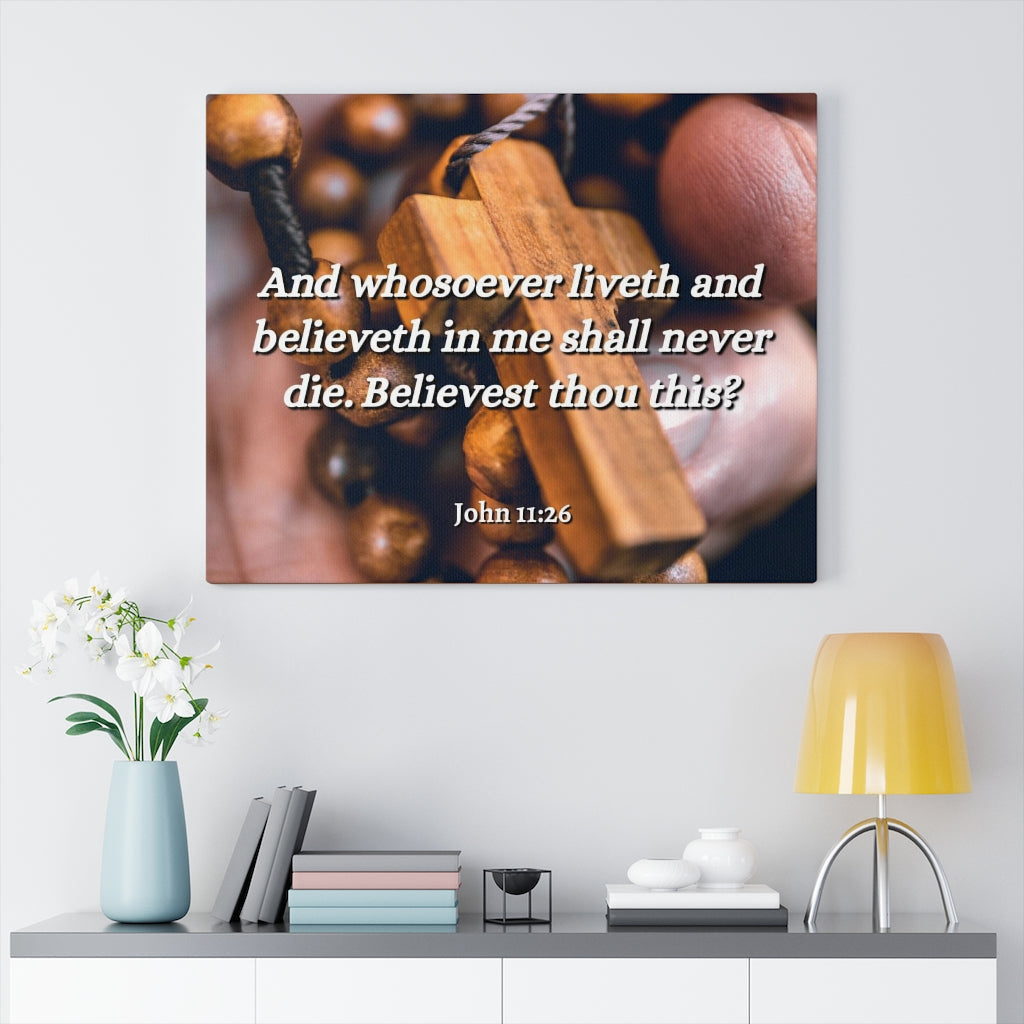 Scripture Walls Liveth And Believeth John 11:26 Bible Verse Canvas Christian Wall Art Ready to Hang Unframed-Express Your Love Gifts