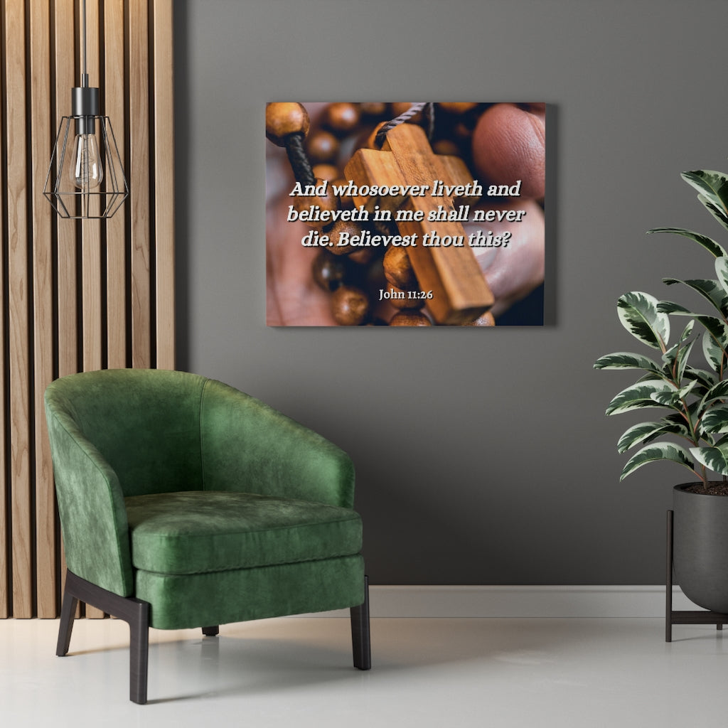 Scripture Walls Liveth And Believeth John 11:26 Bible Verse Canvas Christian Wall Art Ready to Hang Unframed-Express Your Love Gifts