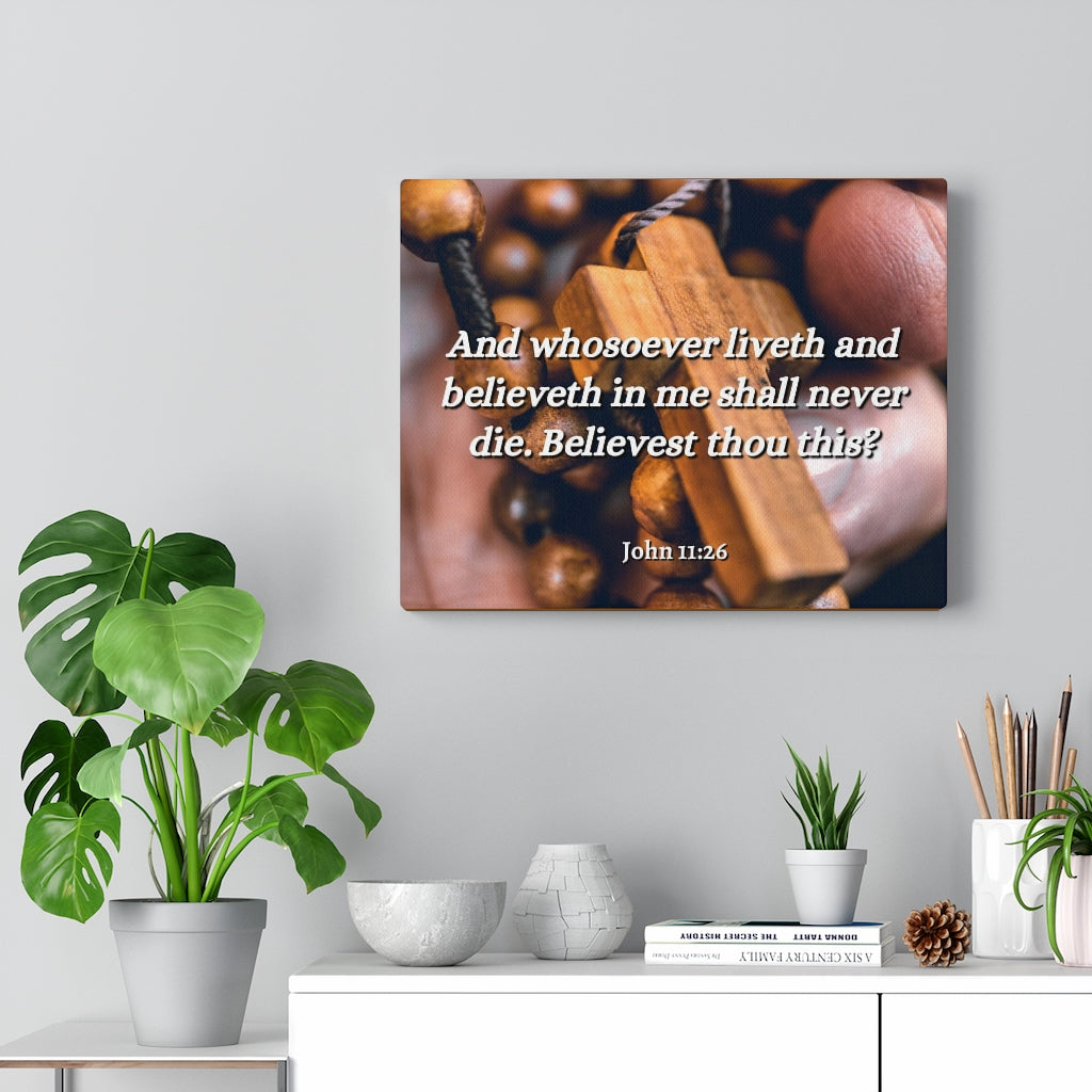 Scripture Walls Liveth And Believeth John 11:26 Bible Verse Canvas Christian Wall Art Ready to Hang Unframed-Express Your Love Gifts