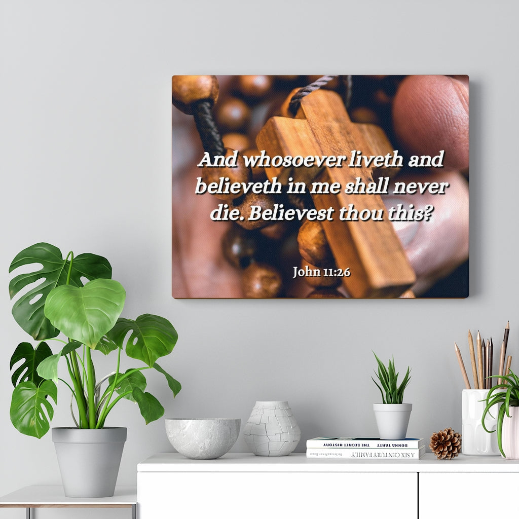 Scripture Walls Liveth And Believeth John 11:26 Bible Verse Canvas Christian Wall Art Ready to Hang Unframed-Express Your Love Gifts