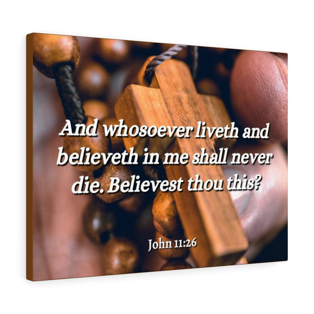 Scripture Walls Liveth And Believeth John 11:26 Bible Verse Canvas Christian Wall Art Ready to Hang Unframed-Express Your Love Gifts