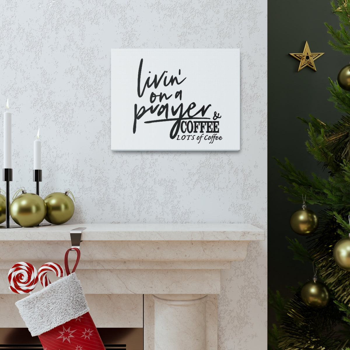 Scripture Walls Livin On A Prayer & Coffee Colossians 4:2 Christian Wall Art Print Ready to Hang Unframed-Express Your Love Gifts