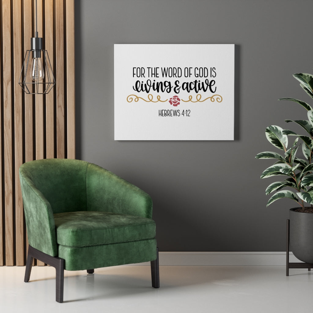 Scripture Walls Living & Active Hebrews 4:12 Bible Verse Canvas Christian Wall Art Ready to Hang Unframed-Express Your Love Gifts