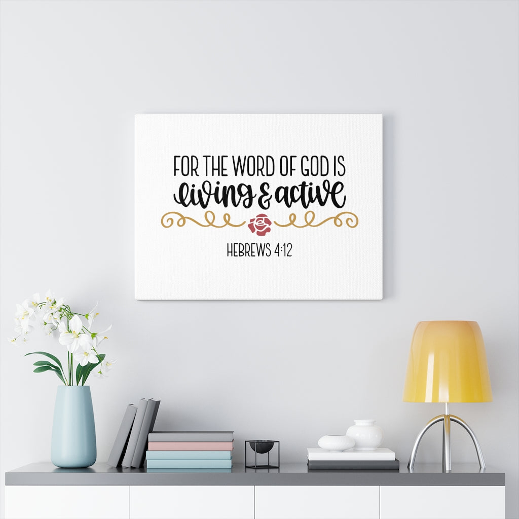 Scripture Walls Living & Active Hebrews 4:12 Bible Verse Canvas Christian Wall Art Ready to Hang Unframed-Express Your Love Gifts