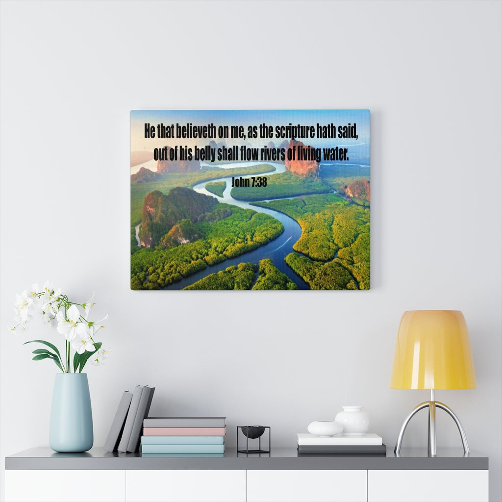 Scripture Walls Living Water John 7:38 Bible Verse Canvas Christian Wall Art Ready to Hang Unframed-Express Your Love Gifts