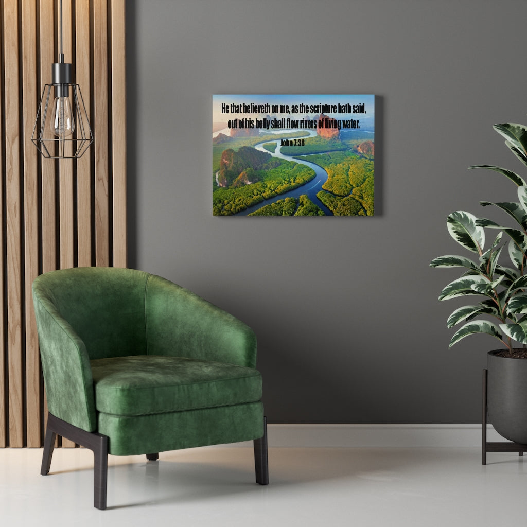 Scripture Walls Living Water John 7:38 Bible Verse Canvas Christian Wall Art Ready to Hang Unframed-Express Your Love Gifts