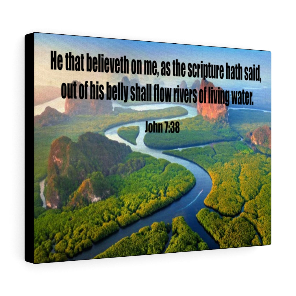 Scripture Walls Living Water John 7:38 Bible Verse Canvas Christian Wall Art Ready to Hang Unframed-Express Your Love Gifts