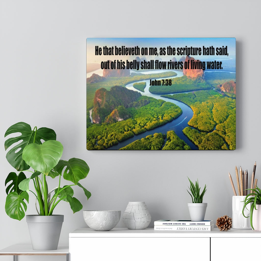 Scripture Walls Living Water John 7:38 Bible Verse Canvas Christian Wall Art Ready to Hang Unframed-Express Your Love Gifts