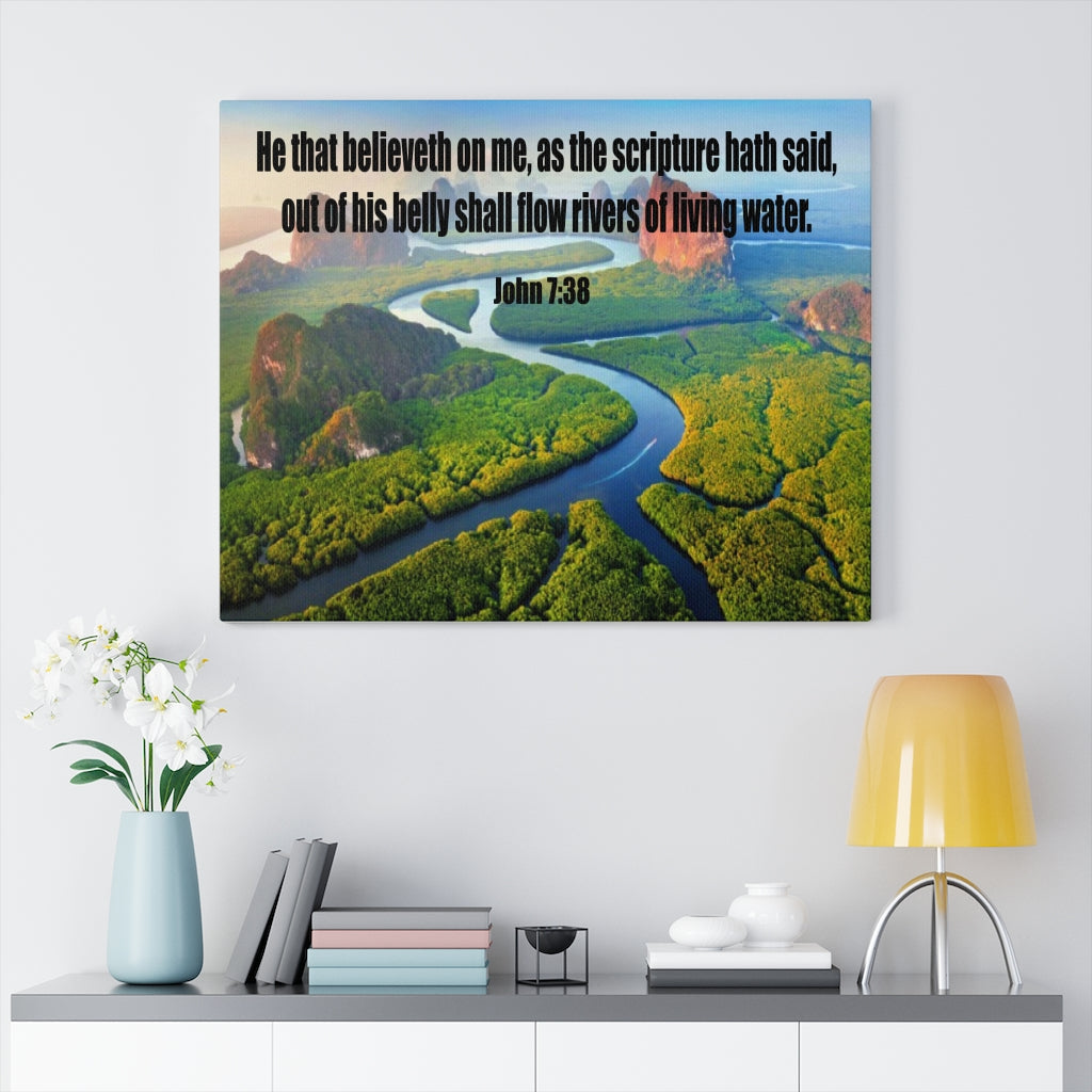Scripture Walls Living Water John 7:38 Bible Verse Canvas Christian Wall Art Ready to Hang Unframed-Express Your Love Gifts