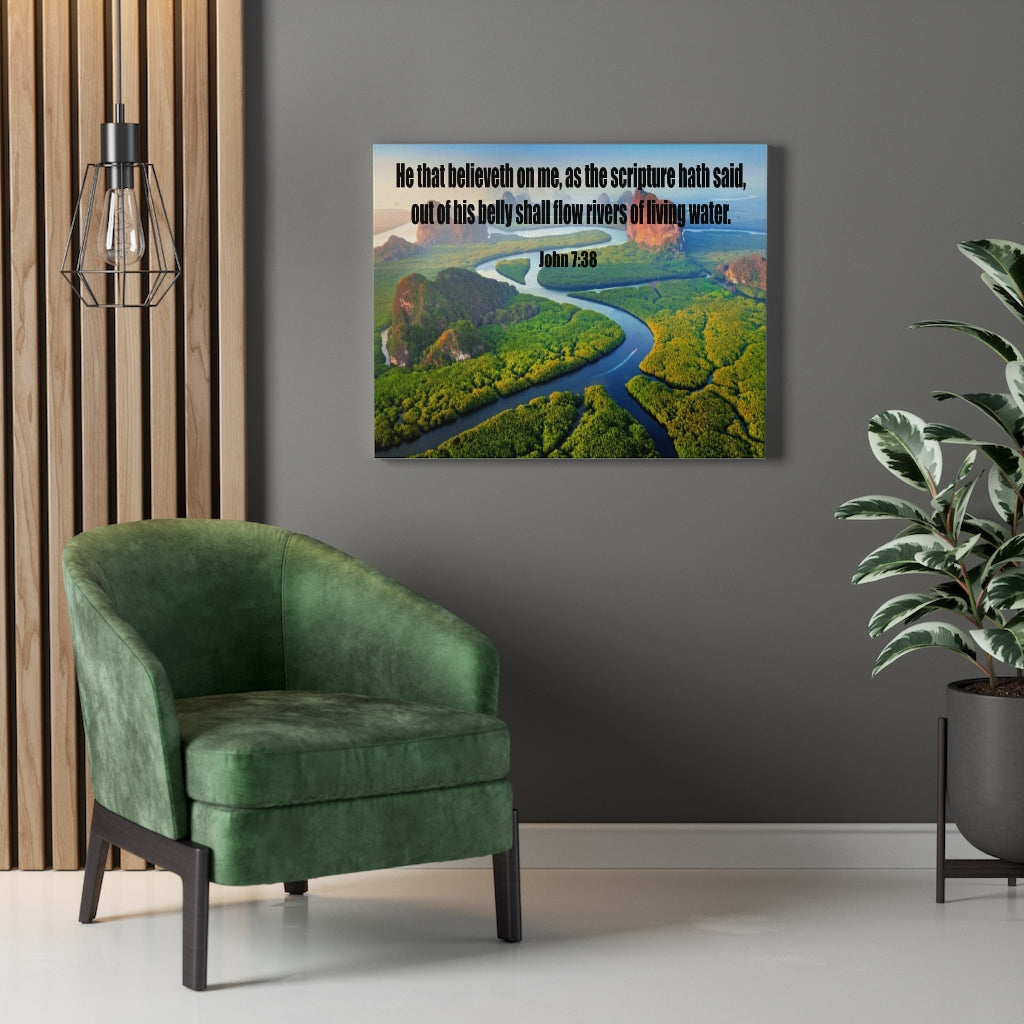 Scripture Walls Living Water John 7:38 Bible Verse Canvas Christian Wall Art Ready to Hang Unframed-Express Your Love Gifts