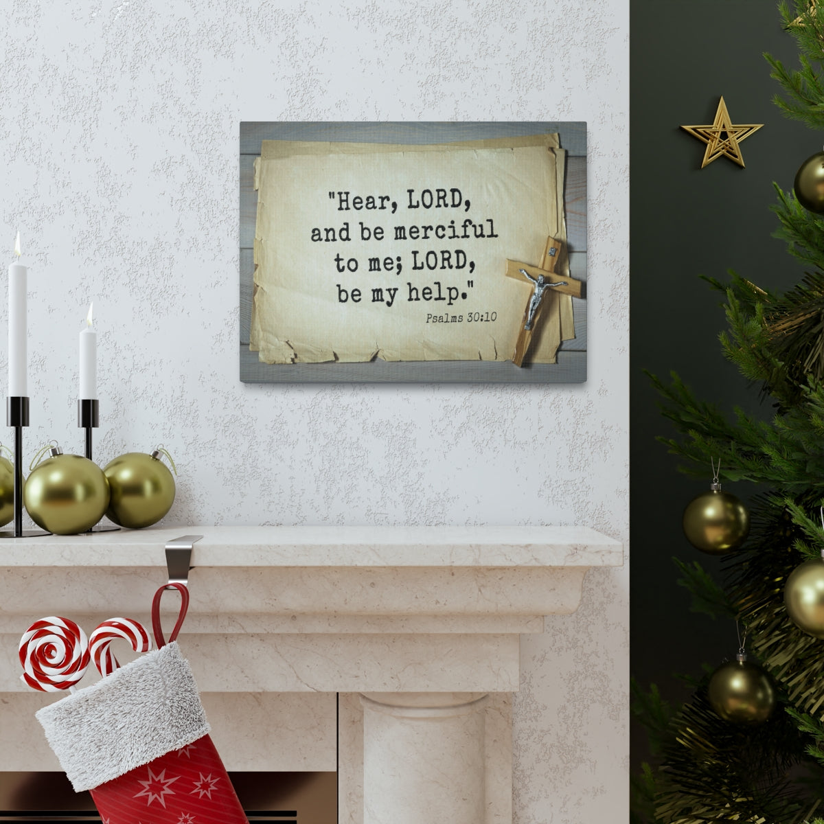 Scripture Walls Lord Be My Help Psalms 30:10 Bible Verse Canvas Christian Wall Art Ready to Hang Unframed-Express Your Love Gifts