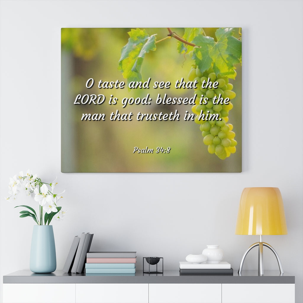 Scripture Walls Lord Is Good Psalm 34:8 Bible Verse Canvas Christian Wall Art Ready to Hang Unframed-Express Your Love Gifts