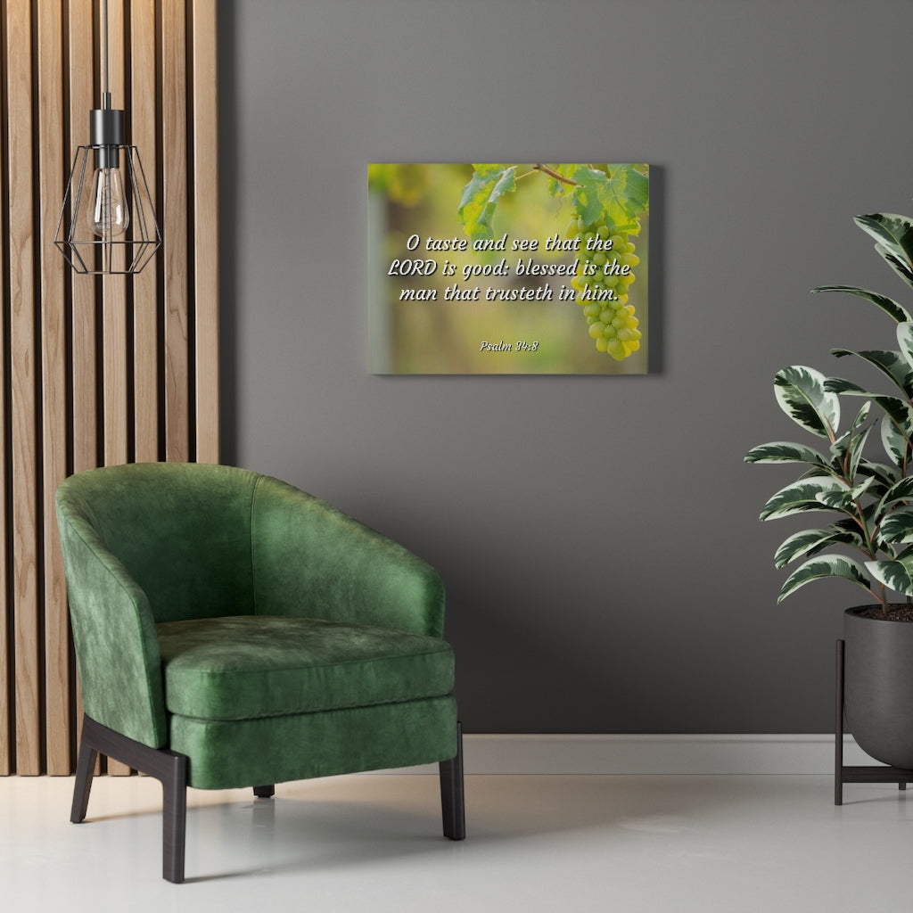 Scripture Walls Lord Is Good Psalm 34:8 Bible Verse Canvas Christian Wall Art Ready to Hang Unframed-Express Your Love Gifts