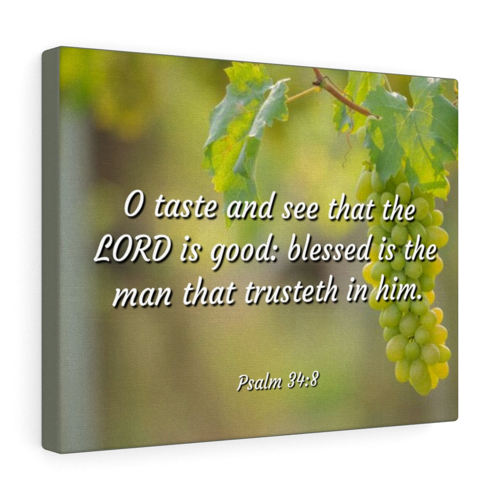 Scripture Walls Lord Is Good Psalm 34:8 Bible Verse Canvas Christian Wall Art Ready to Hang Unframed-Express Your Love Gifts