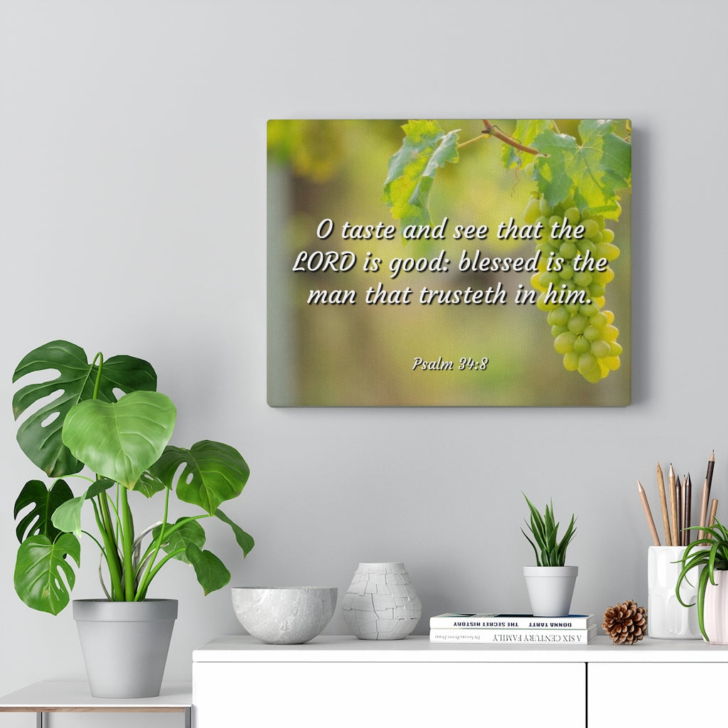 Scripture Walls Lord Is Good Psalm 34:8 Bible Verse Canvas Christian Wall Art Ready to Hang Unframed-Express Your Love Gifts