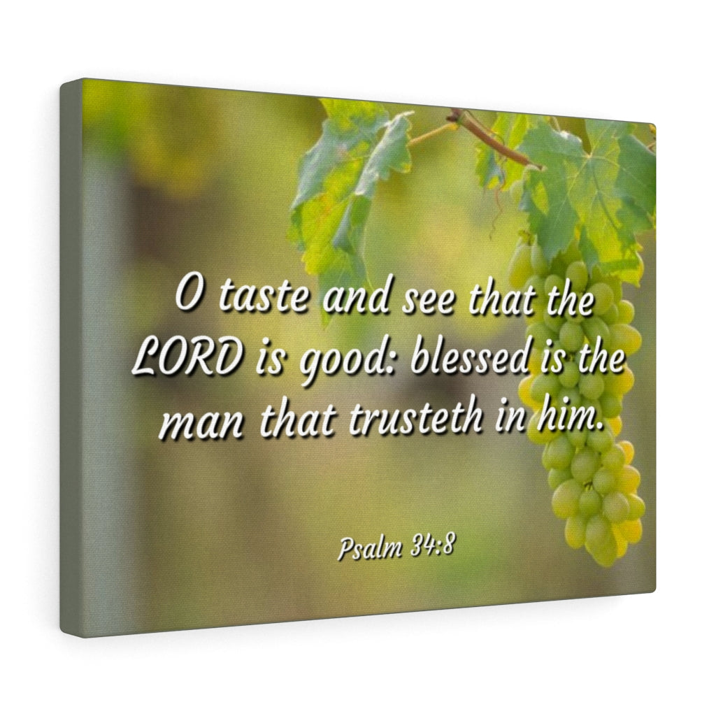 Scripture Walls Lord Is Good Psalm 34:8 Bible Verse Canvas Christian Wall Art Ready to Hang Unframed-Express Your Love Gifts