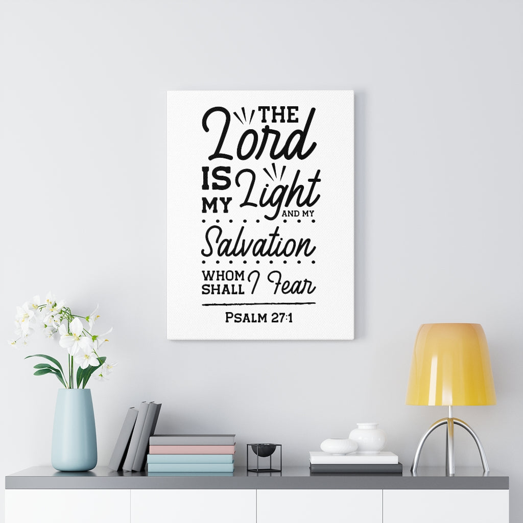 Scripture Walls Lord Is My Light Psalm 27:1 White Bible Verse Canvas Christian Wall Art Ready to Hang Unframed-Express Your Love Gifts