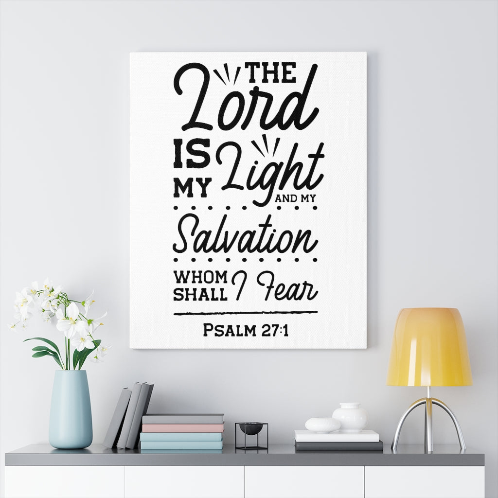 Scripture Walls Lord Is My Light Psalm 27:1 White Bible Verse Canvas Christian Wall Art Ready to Hang Unframed-Express Your Love Gifts