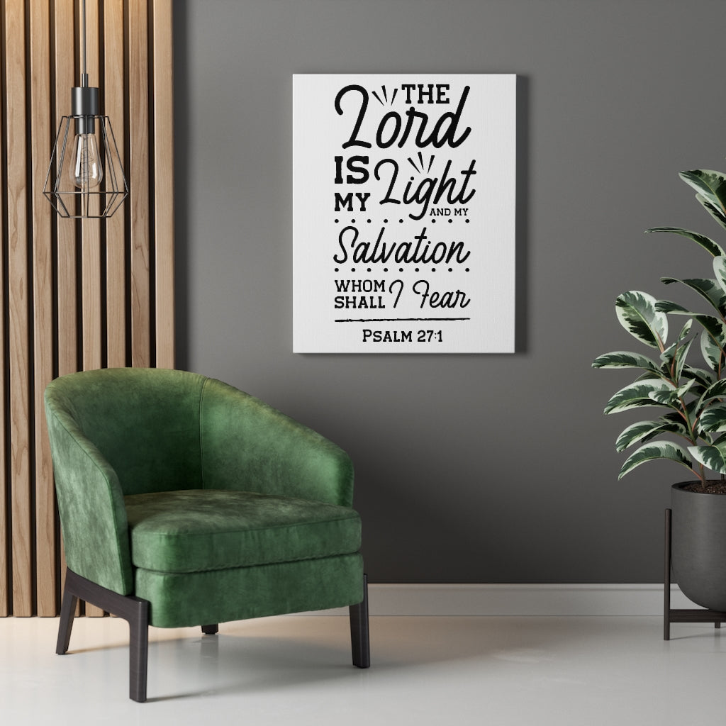 Scripture Walls Lord Is My Light Psalm 27:1 White Bible Verse Canvas Christian Wall Art Ready to Hang Unframed-Express Your Love Gifts