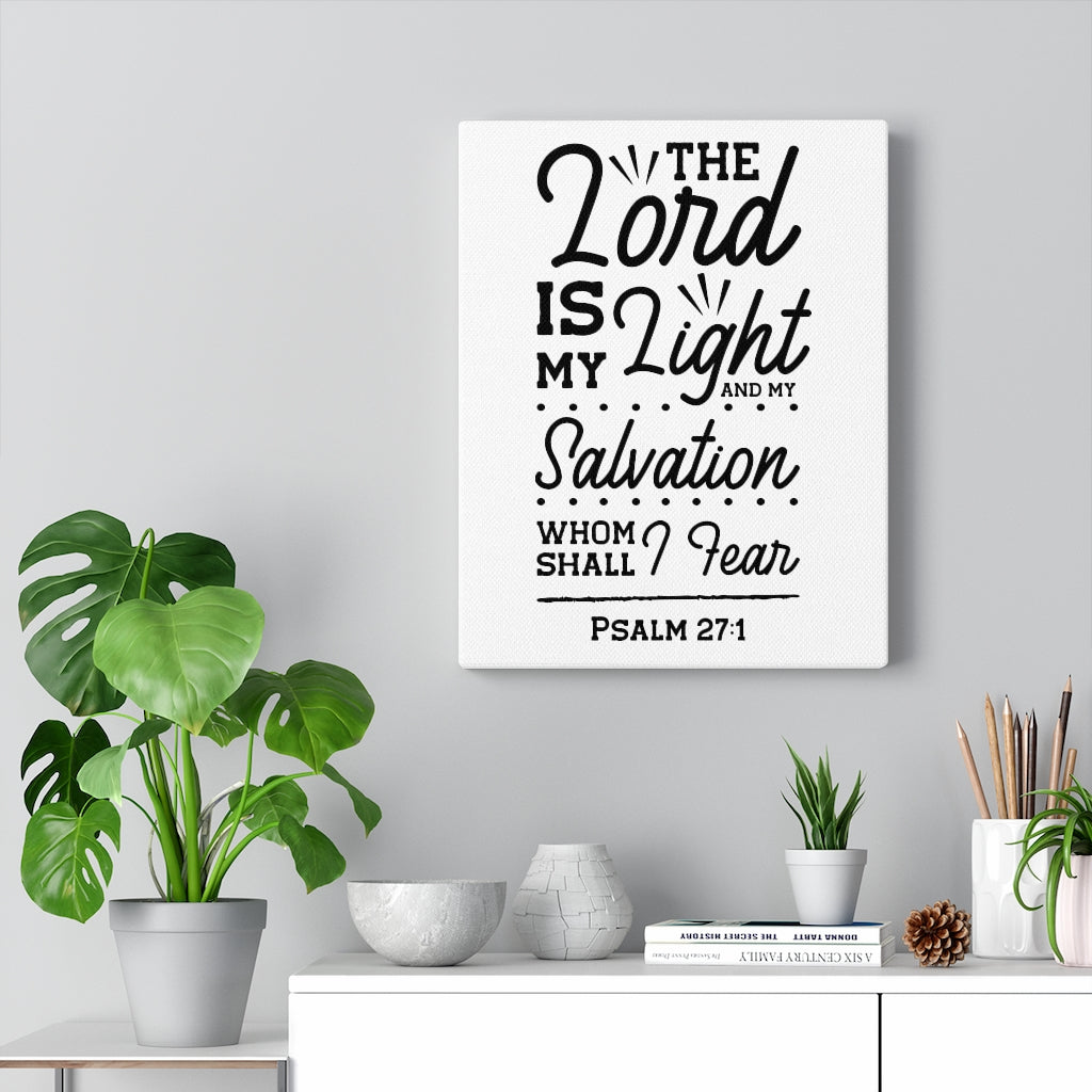 Scripture Walls Lord Is My Light Psalm 27:1 White Bible Verse Canvas Christian Wall Art Ready to Hang Unframed-Express Your Love Gifts