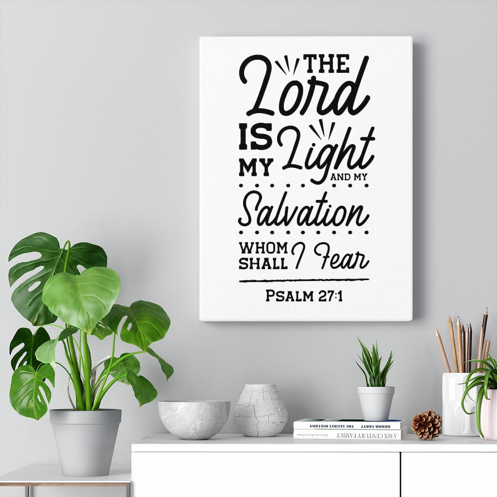 Scripture Walls Lord Is My Light Psalm 27:1 White Bible Verse Canvas Christian Wall Art Ready to Hang Unframed-Express Your Love Gifts
