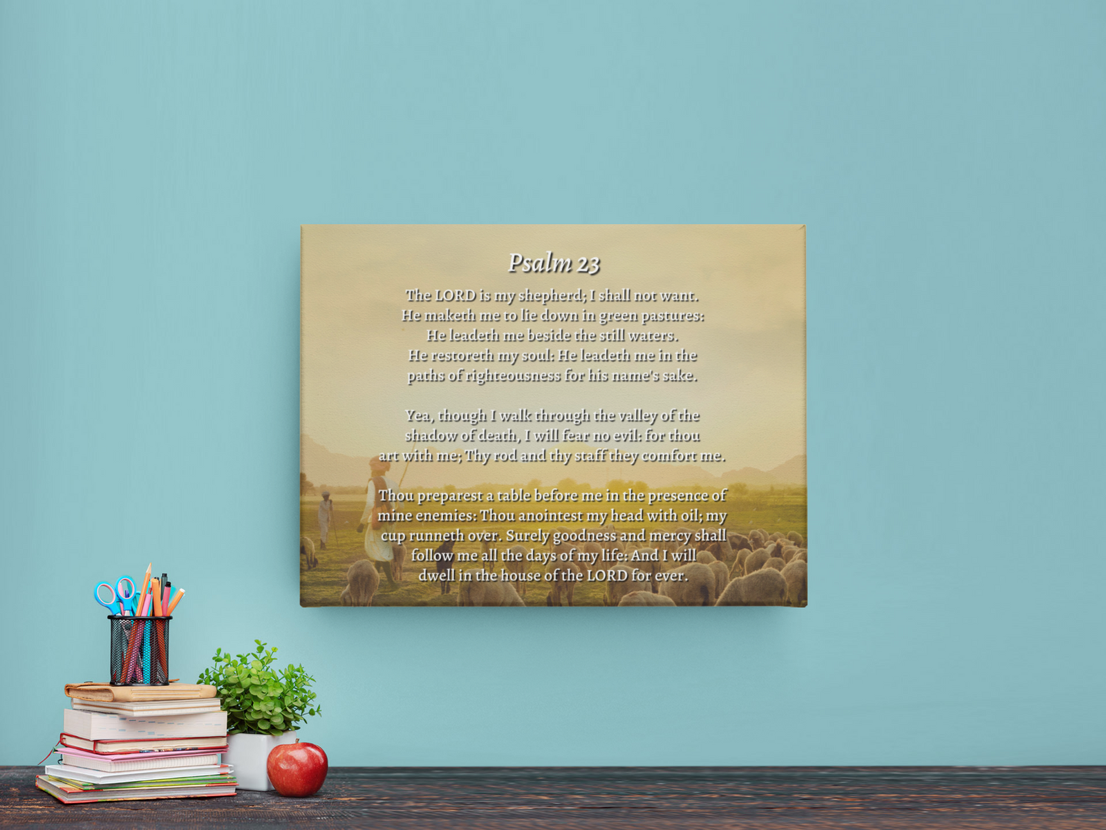 Scripture Walls Lord Is My Shepherd Herding Psalm 23 Bible Verse Canvas Christian Wall Art Ready to Hang Unframed-Express Your Love Gifts