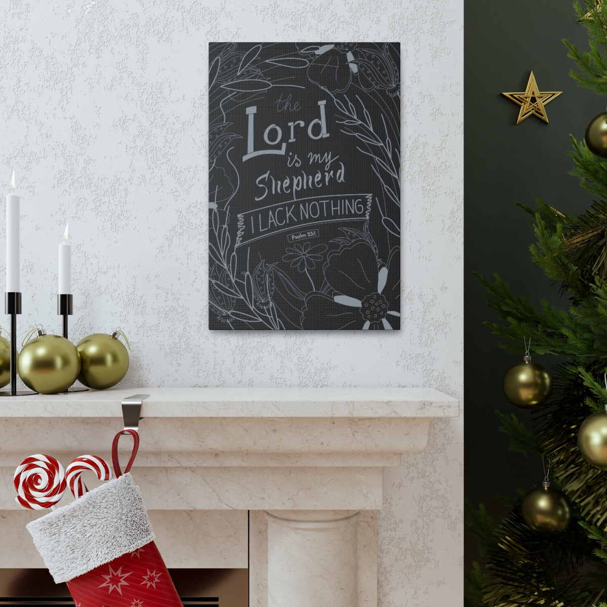 Scripture Walls Lord Is My Shepherd Psalm 23:1 Bible Verse Canvas Christian Wall Art Ready to Hang Unframed-Express Your Love Gifts