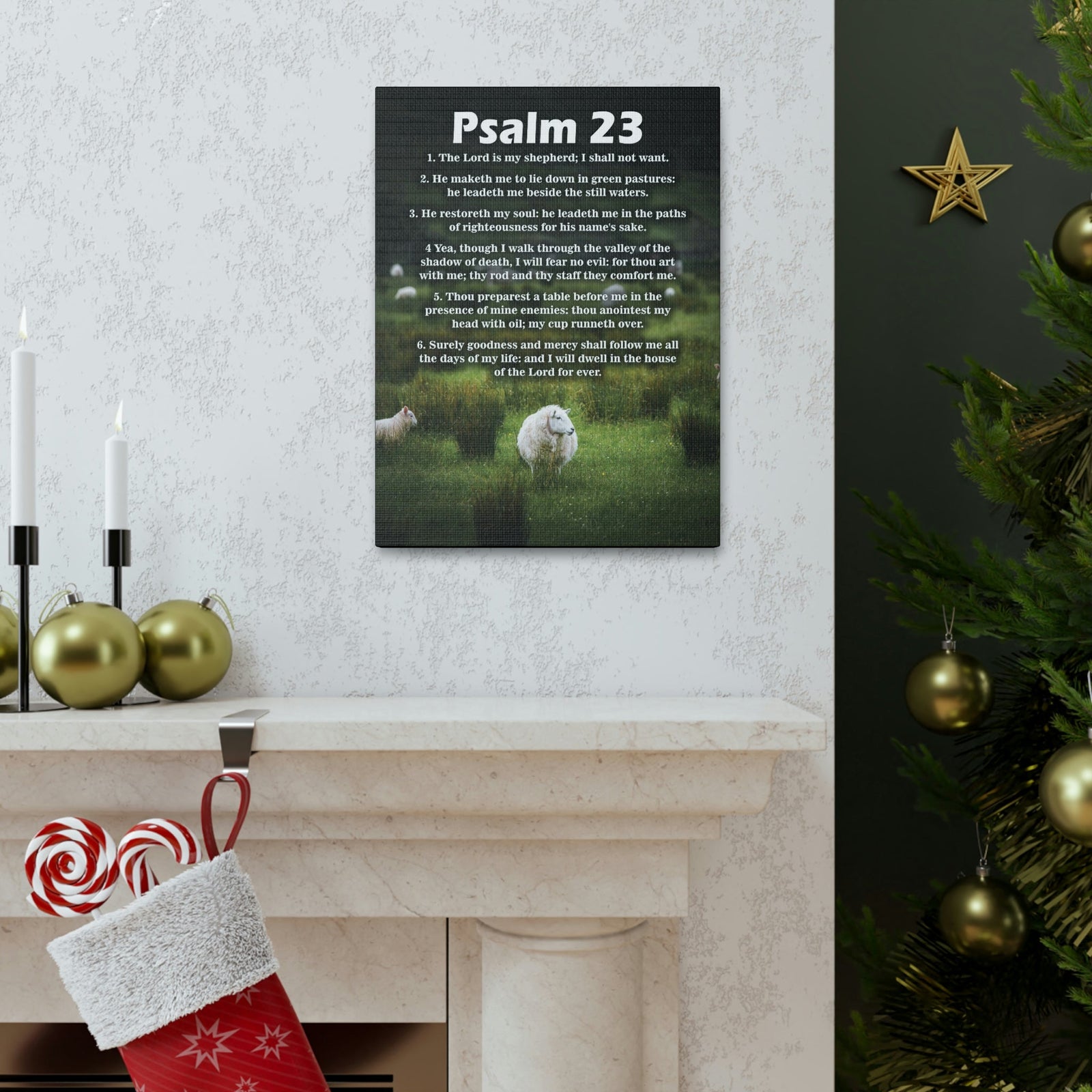 Scripture Walls Lord is My Shepherd Psalm 23 Green Christian Wall Art Bible Verse Print Ready to Hang Unframed-Express Your Love Gifts
