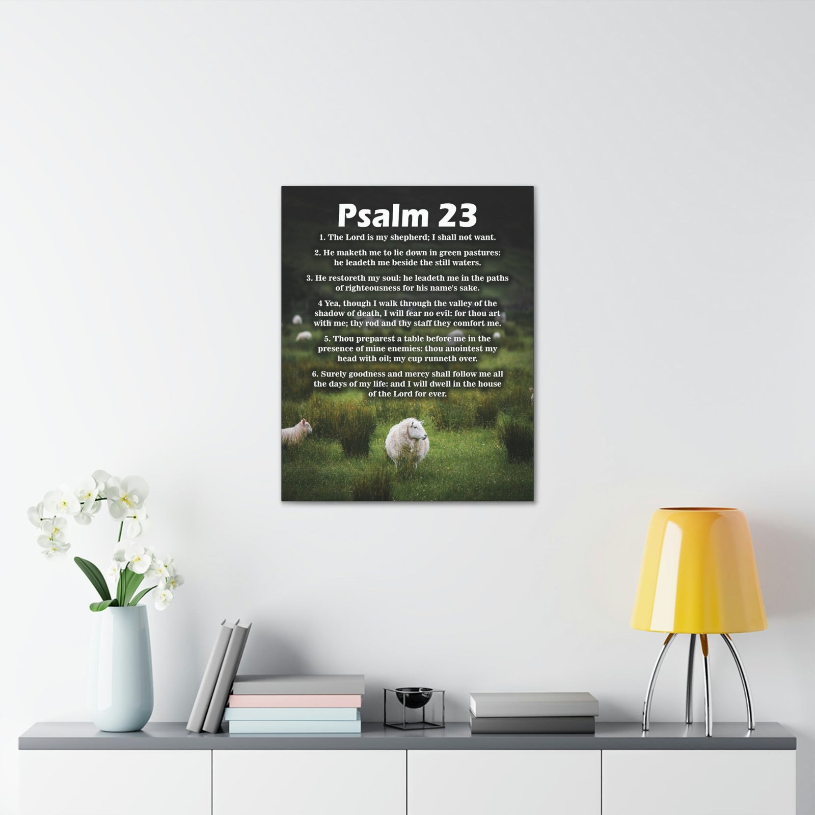 Scripture Walls Lord is My Shepherd Psalm 23 Green Christian Wall Art Bible Verse Print Ready to Hang Unframed-Express Your Love Gifts