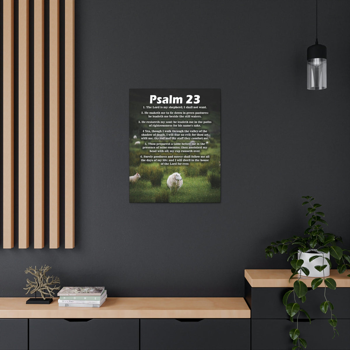 Scripture Walls Lord is My Shepherd Psalm 23 Green Christian Wall Art Bible Verse Print Ready to Hang Unframed-Express Your Love Gifts