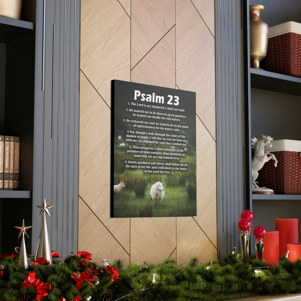 Scripture Walls Lord is My Shepherd Psalm 23 Green Christian Wall Art Bible Verse Print Ready to Hang Unframed-Express Your Love Gifts