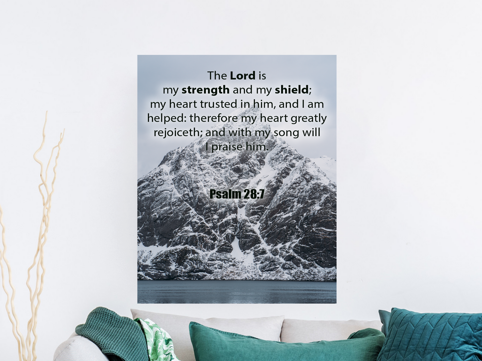 Scripture Walls Lord is My Strength and Shield Psalm 28:7 Bible Verse Canvas Christian Wall Art Ready to Hang Unframed-Express Your Love Gifts