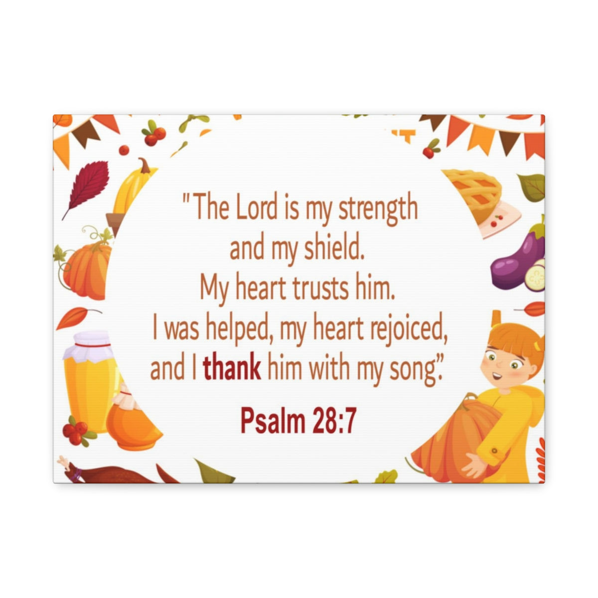 Scripture Walls Lord Is My Strength Psalm 28:7 Bible Verse Canvas Christian Wall Art Ready to Hang Unframed-Express Your Love Gifts