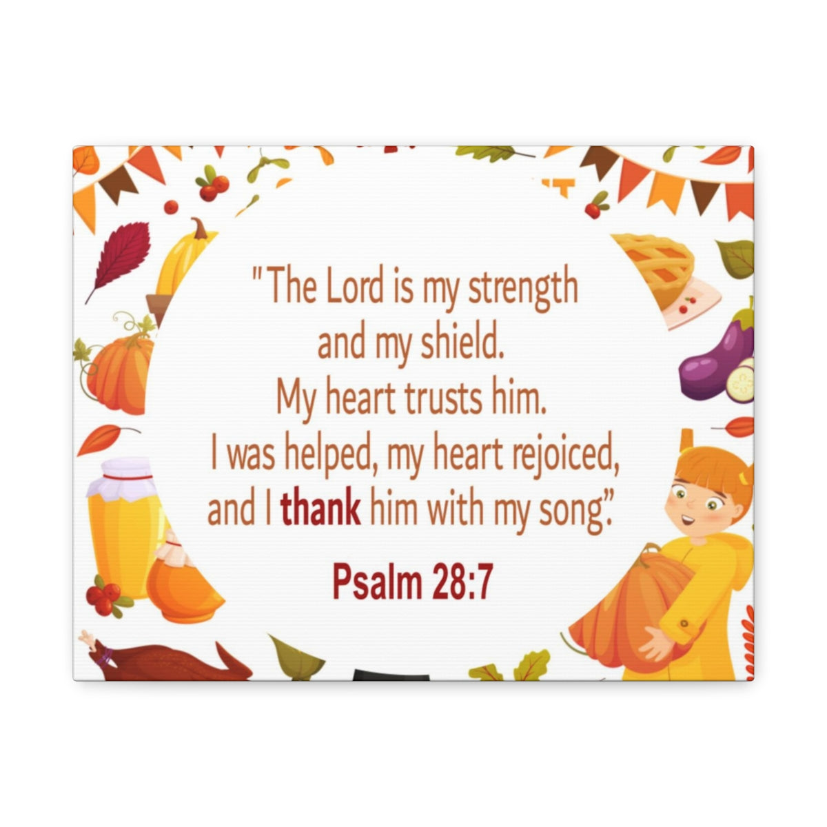 Scripture Walls Lord Is My Strength Psalm 28:7 Bible Verse Canvas Christian Wall Art Ready to Hang Unframed-Express Your Love Gifts