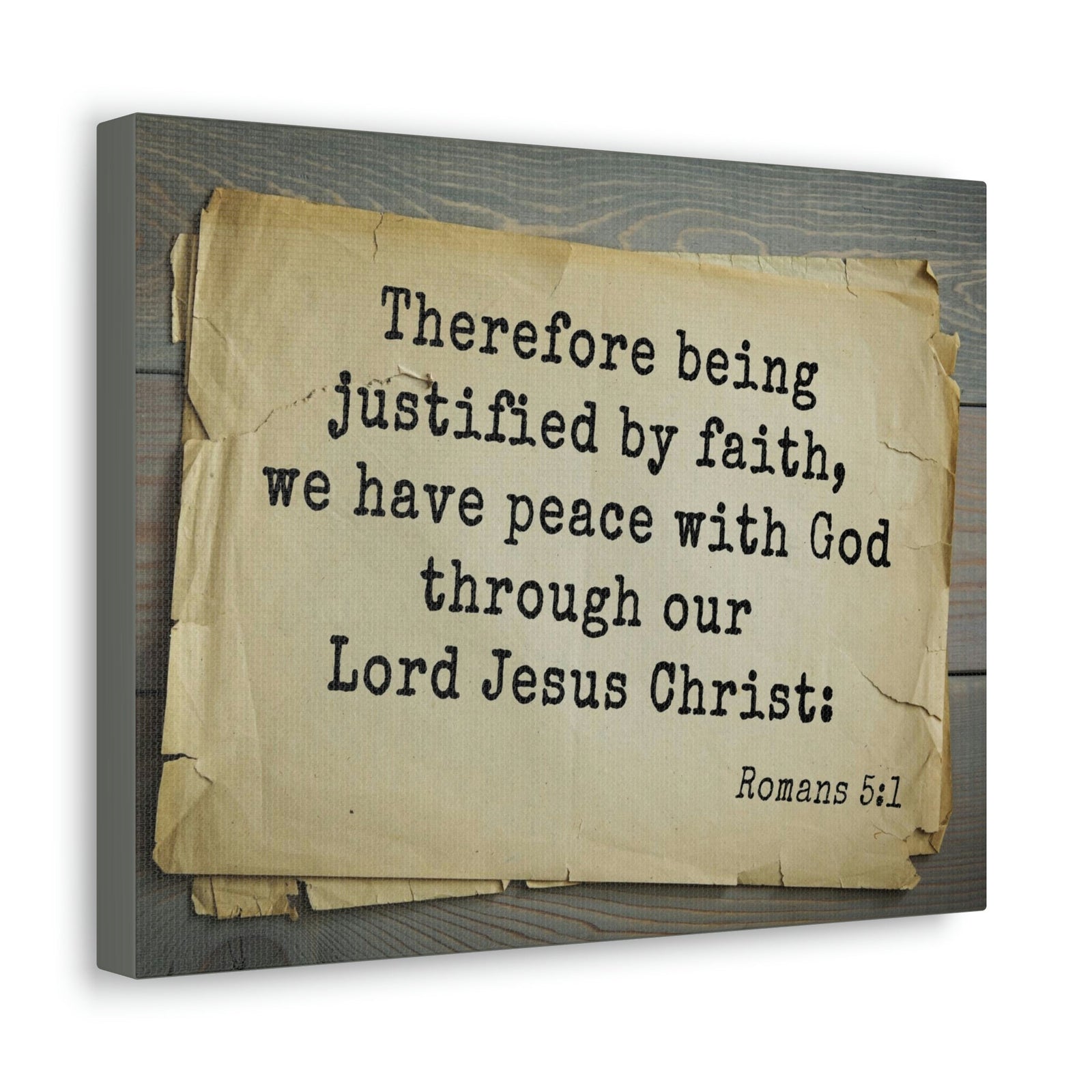 Scripture Walls Lord Jesus Christ Romans 5:1 Bible Verse Canvas Christian Wall Art Bible Verse Print Ready To Hang Unframed-Express Your Love Gifts
