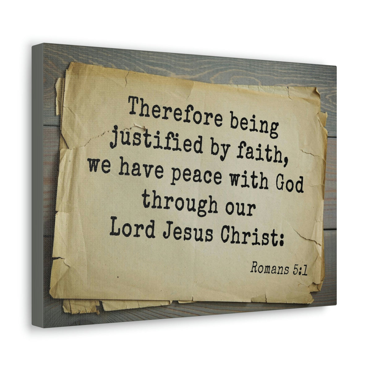 Scripture Walls Lord Jesus Christ Romans 5:1 Bible Verse Canvas Christian Wall Art Bible Verse Print Ready To Hang Unframed-Express Your Love Gifts