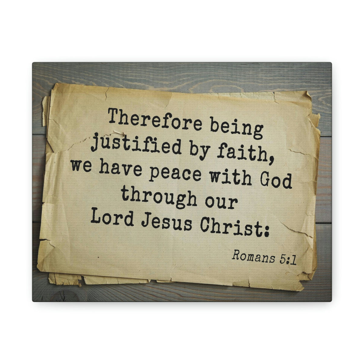 Scripture Walls Lord Jesus Christ Romans 5:1 Bible Verse Canvas Christian Wall Art Bible Verse Print Ready To Hang Unframed-Express Your Love Gifts