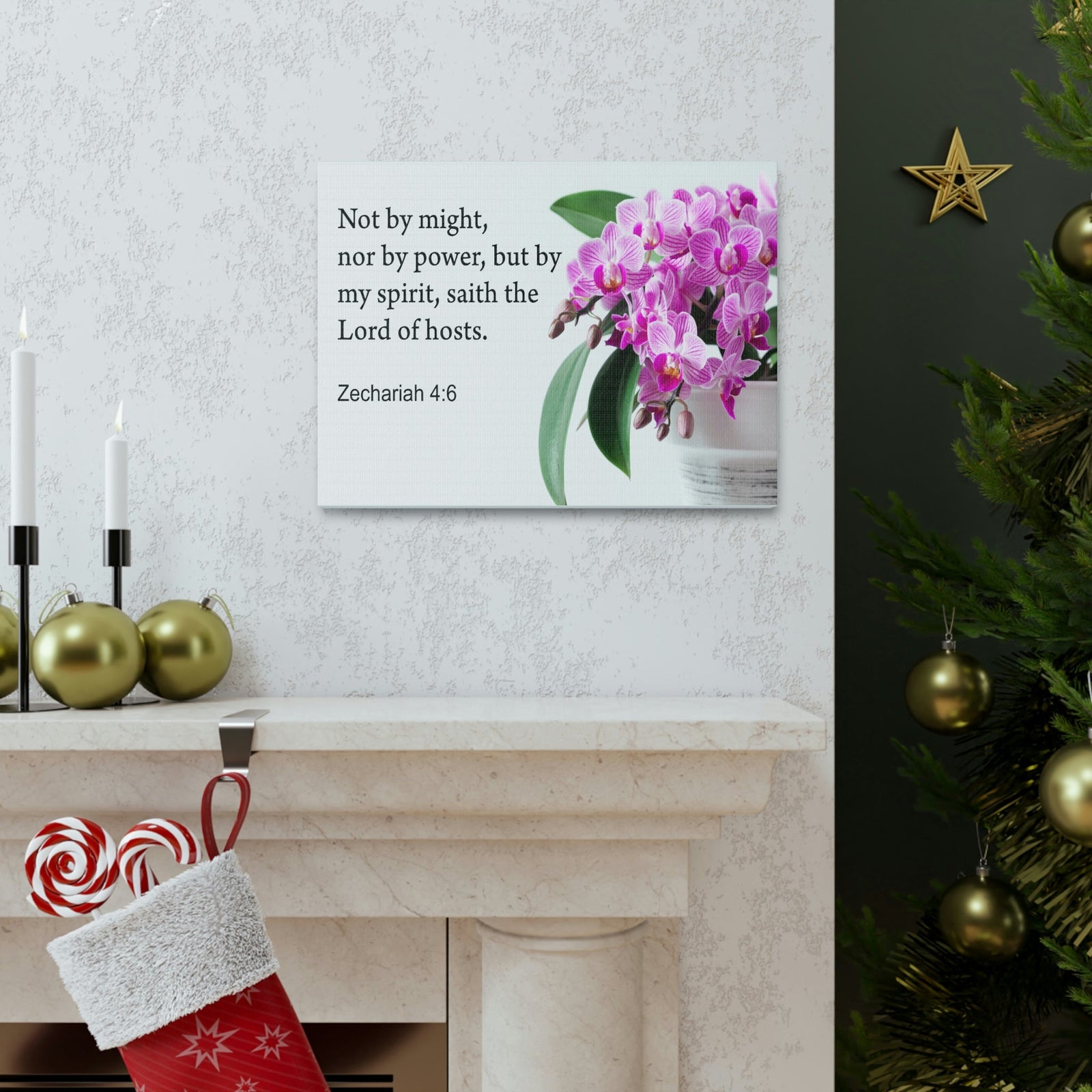 Scripture Walls Lord of Hosts Zechariah 4:6 Bible Verse Canvas Christian Wall Art Ready to Hang Unframed-Express Your Love Gifts