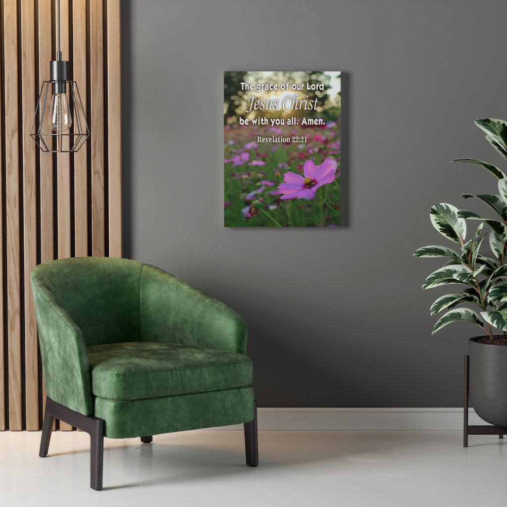 Scripture Walls Lord's Grace Revelation 22:21 Bible Verse Canvas Christian Wall Art Ready to Hang Unframed-Express Your Love Gifts