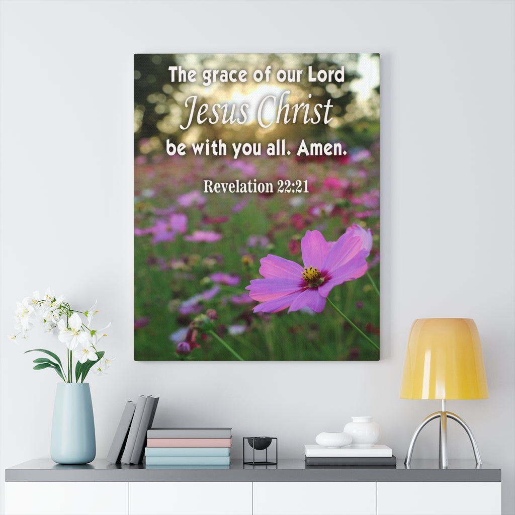 Scripture Walls Lord's Grace Revelation 22:21 Bible Verse Canvas Christian Wall Art Ready to Hang Unframed-Express Your Love Gifts