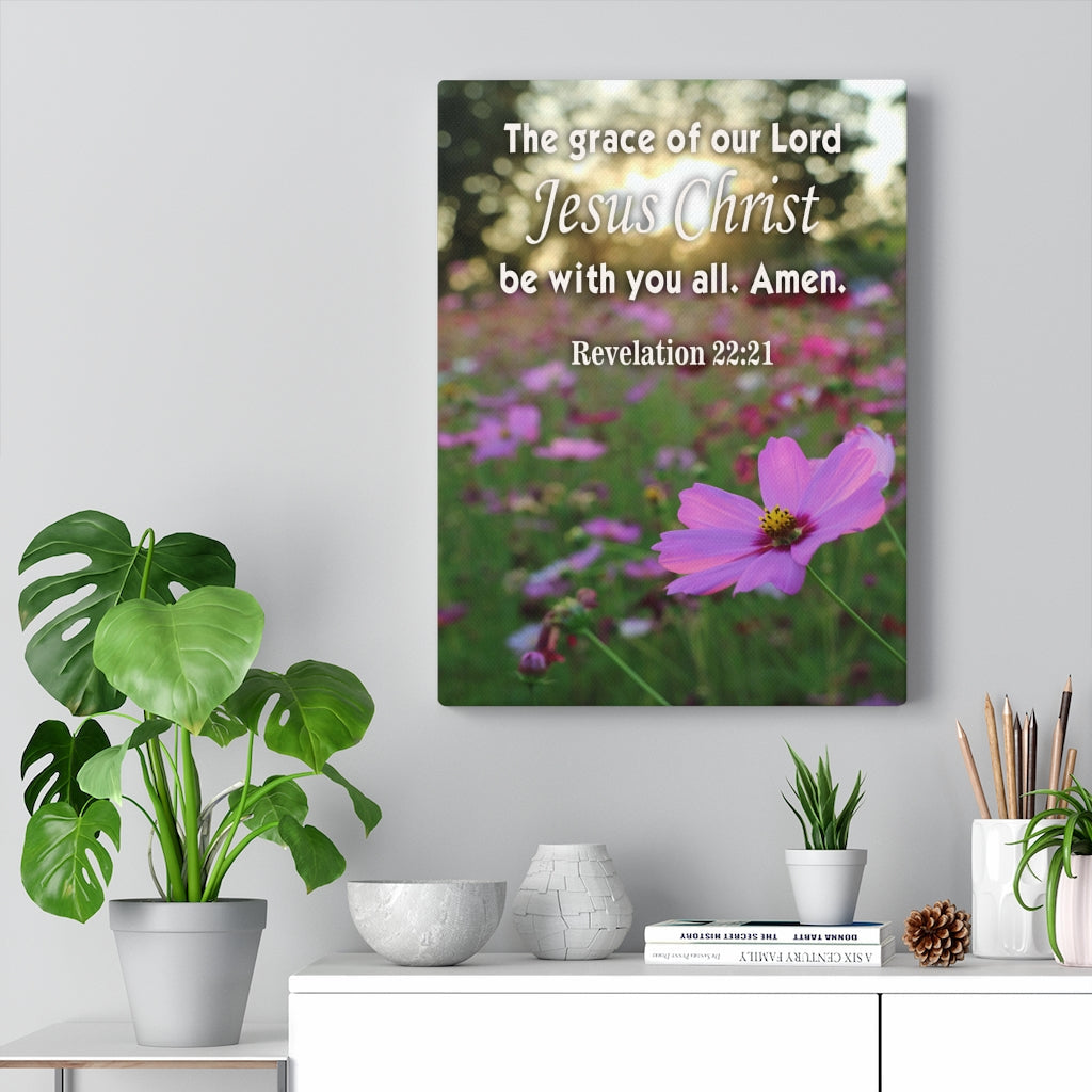 Scripture Walls Lord's Grace Revelation 22:21 Bible Verse Canvas Christian Wall Art Ready to Hang Unframed-Express Your Love Gifts