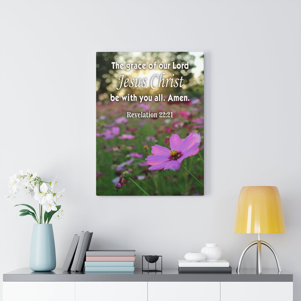 Scripture Walls Lord's Grace Revelation 22:21 Bible Verse Canvas Christian Wall Art Ready to Hang Unframed-Express Your Love Gifts