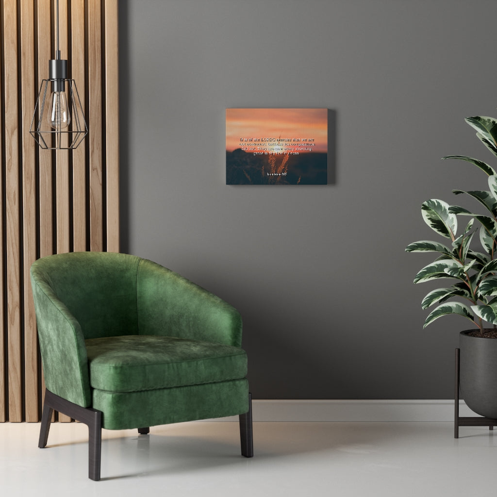 Scripture Walls Lord's Mercy Lamentations 3:22 Bible Verse Canvas Christian Wall Art Ready to Hang Unframed-Express Your Love Gifts