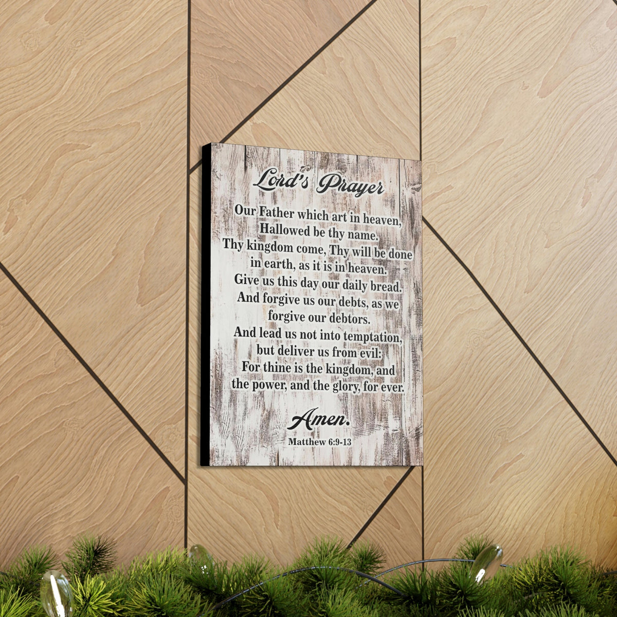 Scripture Walls Lords Prayer Matthew 6:9-13 Brown Bible Verse Canvas Christian Wall Art Ready to Hang Unframed-Express Your Love Gifts