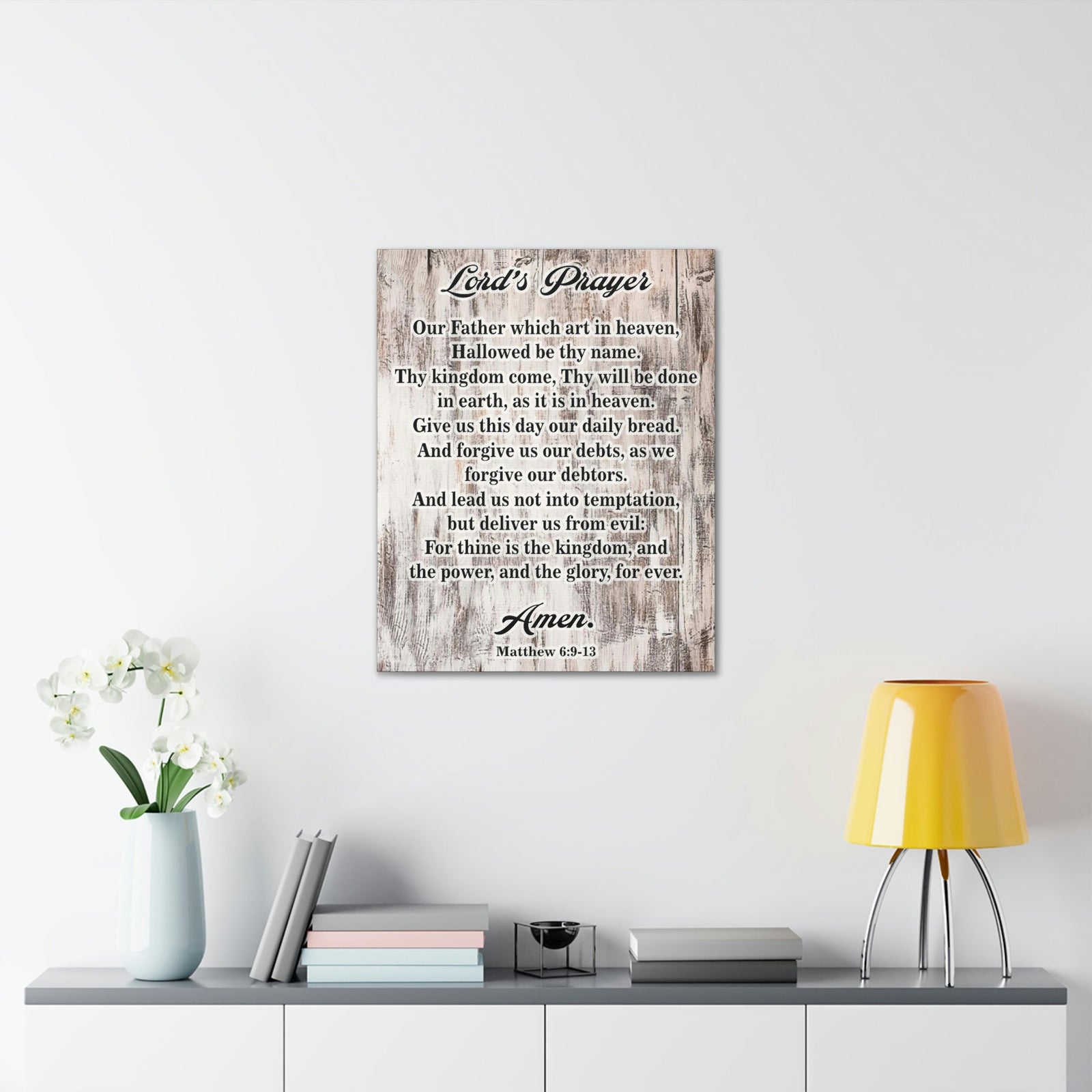 Scripture Walls Lords Prayer Matthew 6:9-13 Brown Bible Verse Canvas Christian Wall Art Ready to Hang Unframed-Express Your Love Gifts