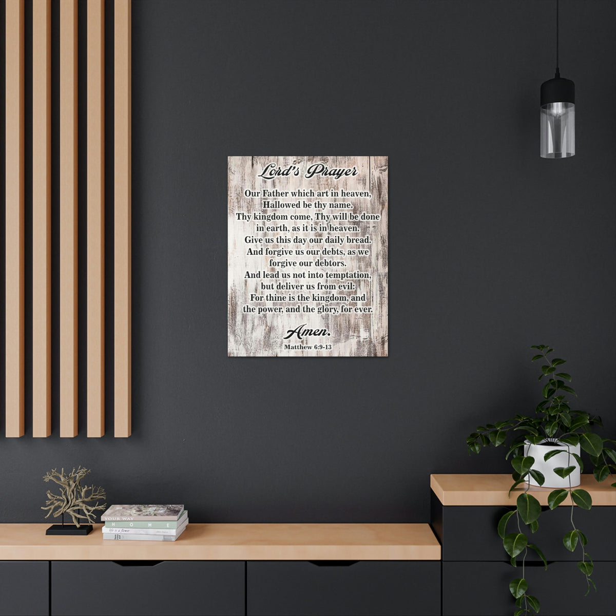 Scripture Walls Lords Prayer Matthew 6:9-13 Brown Bible Verse Canvas Christian Wall Art Ready to Hang Unframed-Express Your Love Gifts